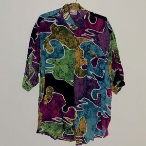 Vintage Unisex Short Sleeve Button Down Shirt XL